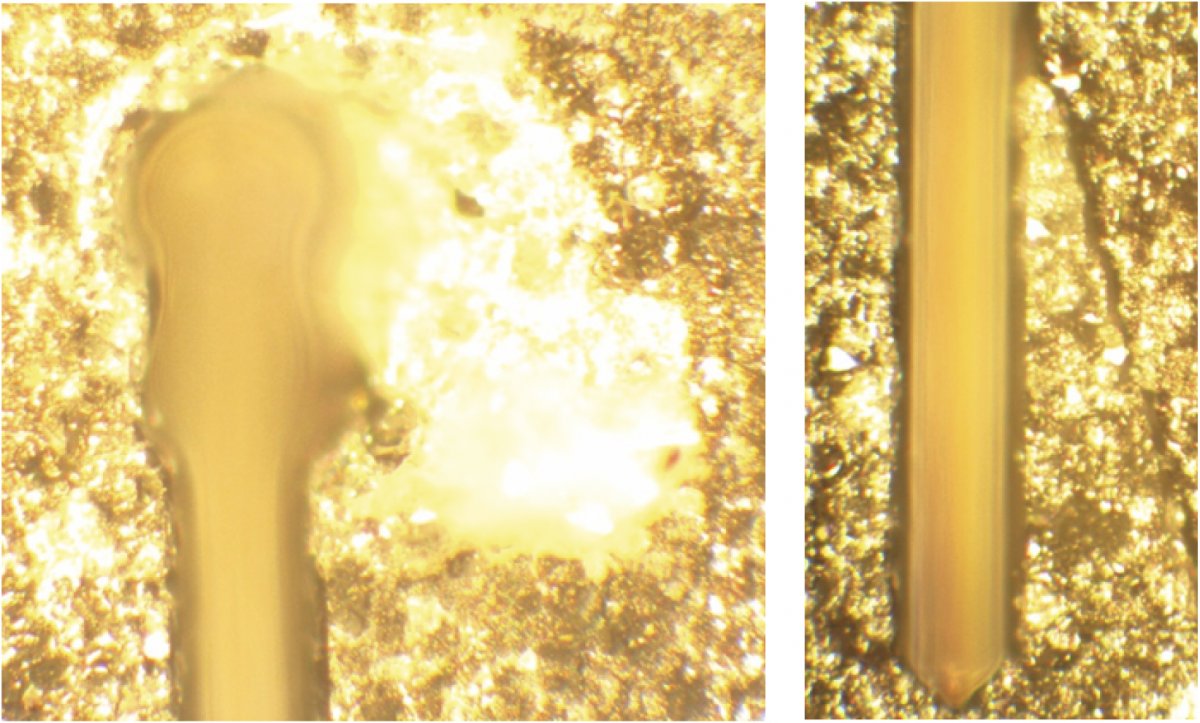 Рис. 2. Фото резов на поликоре толщиной 2 мм