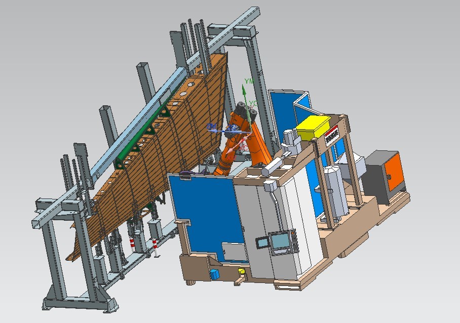 Рисунок 1. Робото-технологический комплекс сверления отверстий в панели хвостового оперения самолёта MC-21