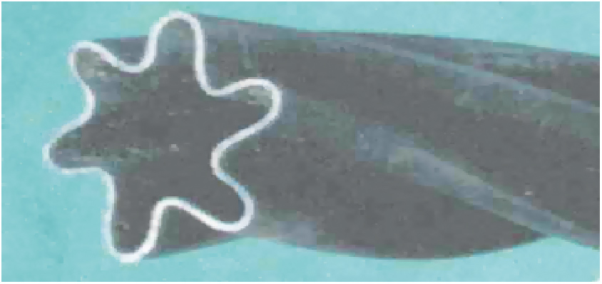 	а) 	 		            б) Рис. 2. Схема комбинированной желобковой трубы СПТ-17/19×0,5×6–0,12–30х2000 для водо-водяных подогревателей [10]: (а) — левая законцовка СПТ — трубчатое кольцевое сечение, правая — шестигранник, где f — глубина гофров, 0,5 — толщина стенки (мм), Ø17 — диаметр описанной окружности гофров СПТ (мм), 18 — охватываемый размер шестигранника (мм), 1900 — длина рабочей части СПТ (мм), 2000 — общая длина СПТ (мм), θ — угол подъема винтовой линии (угол закрутки — град.); (б) внешний вид средней части шестизаходной СПТ